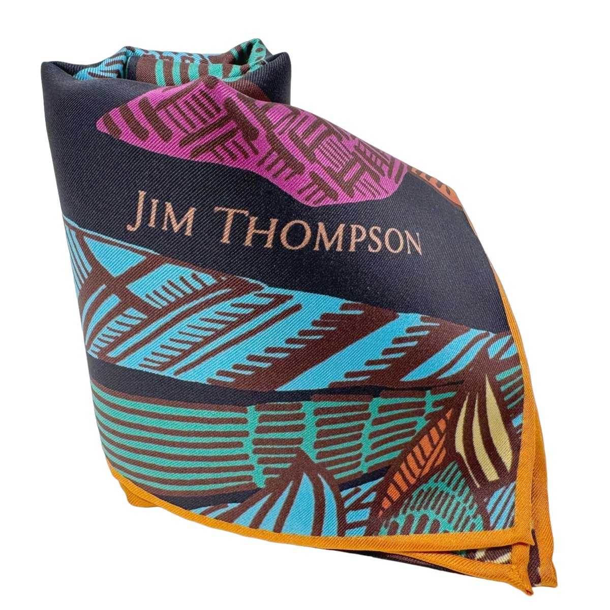 シルクスカーフ 植物柄（ブラック） - ジムトンプソン【タイシルク100