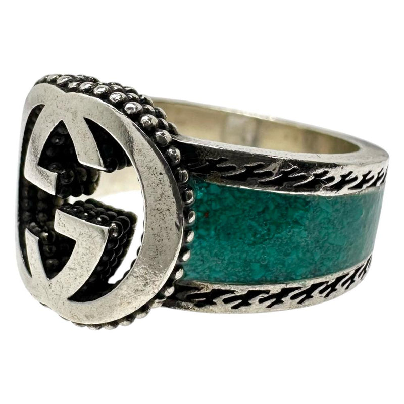 15号【GUCCI/グッチ】 インターロッキングG ターコイズ リング・指輪