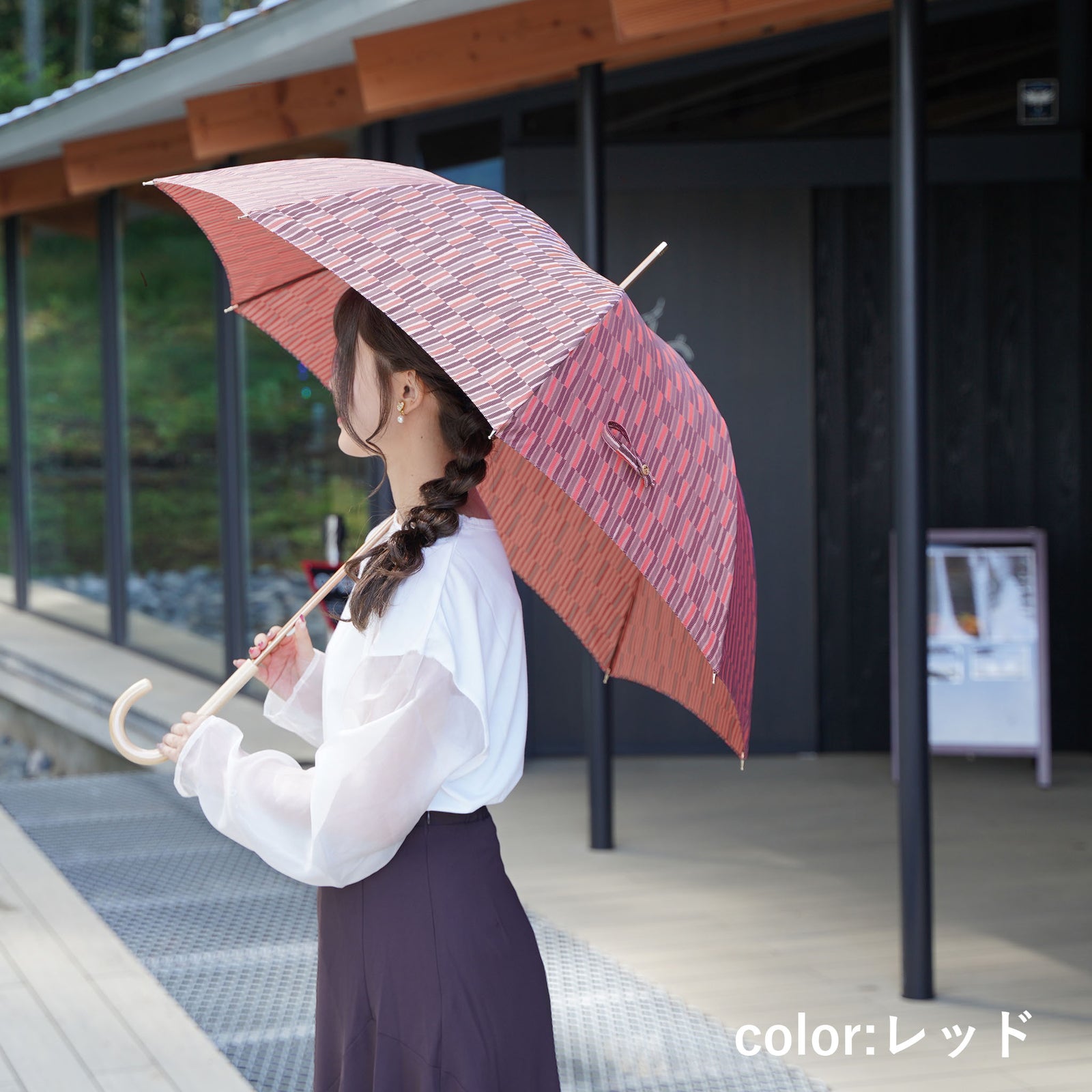 遊び心のあるデザインのレディース長傘！晴雨兼用雨傘8本骨60cm
