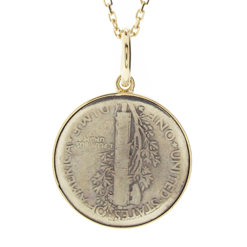 ハワイアンジュエリー/K14YG/マーキュリーダイムペンダント