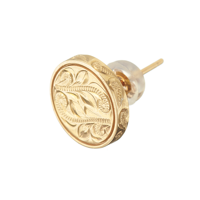 ハワイアンジュエリー/K14YG/ラウンドデザインピアス | ハワイアン