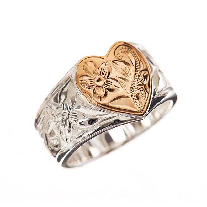 ハワイアンジュエリー/Silver925/K14PGF/ハート tapper リング