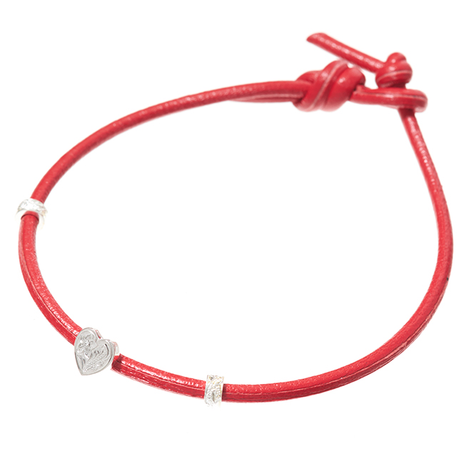 ハワイアンジュエリー/Silver925/レザーブレスレット/ハート