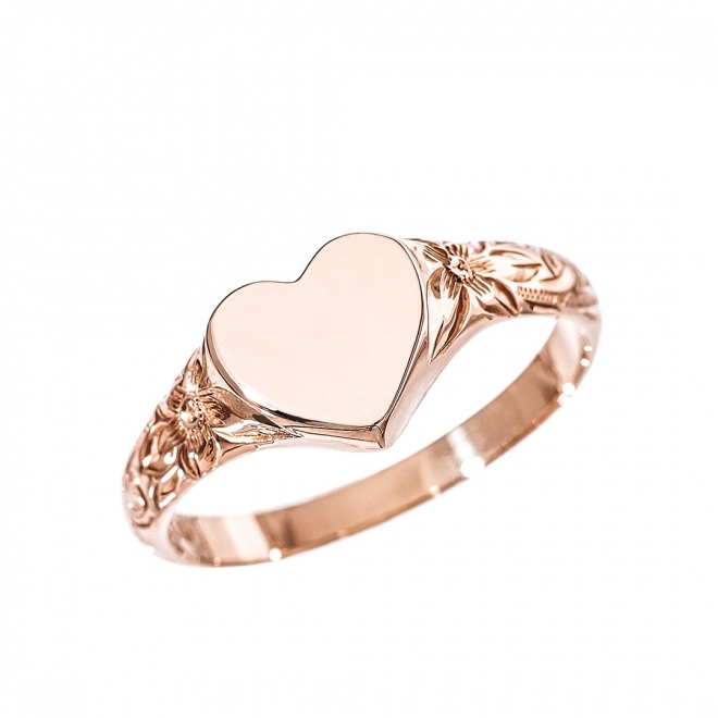 ハワイアンジュエリー/K10PG/シグネットリング/ハート/0093