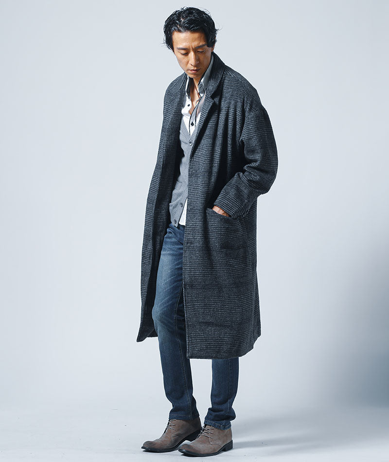 メルトンオーバーサイズロングチェスターコート ｜ メンズファッション