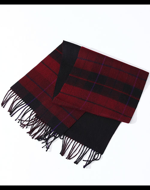 日本製 リバーシブルチェック柄ピュアニューウール100％マフラー Biz