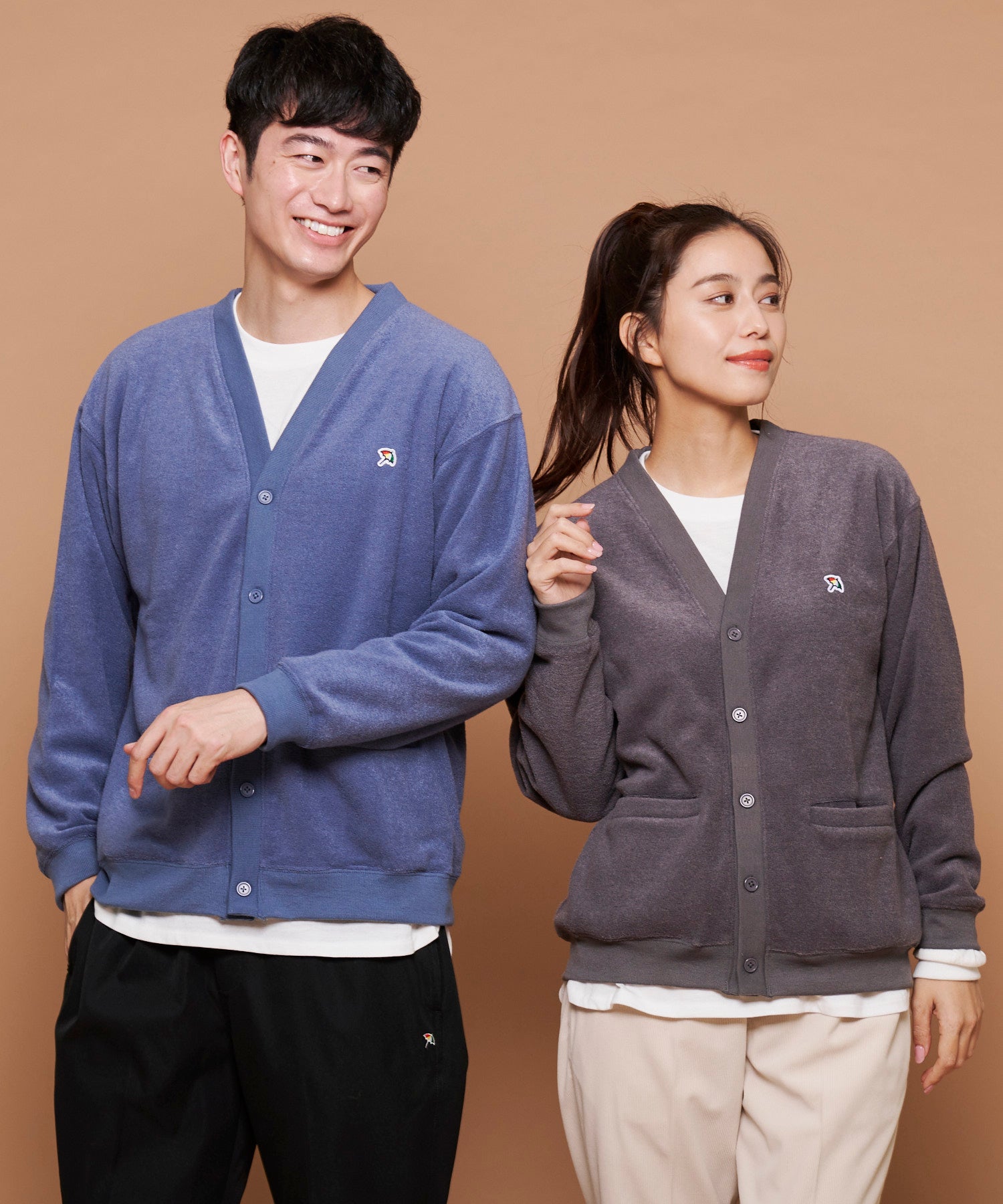 シェア T/Rブークレカーディガン + ロングTシャツセット（カーディガン