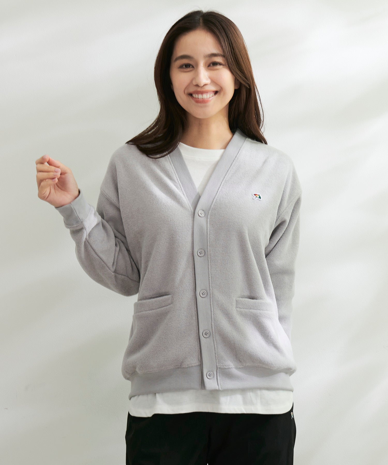 シェア T/Rブークレカーディガン + ロングTシャツセット（カーディガン