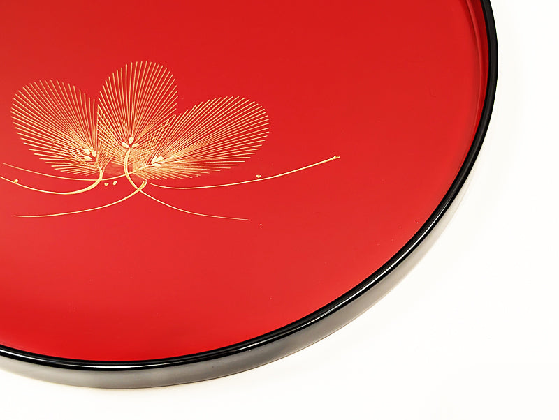 輪島塗 丸盆8.5寸 松沈金（外黒内朱） – 漆陶舗あらき 輪島塗 九谷焼