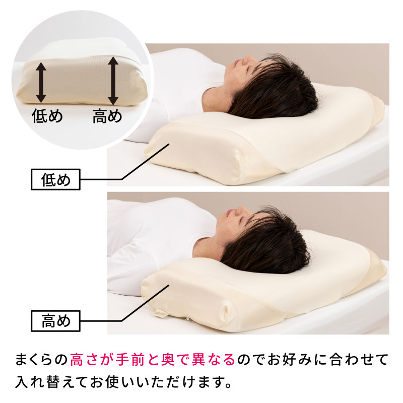 エンジェルフロート（R）枕（中） （中）60×33×10cm ベージュ 側 表