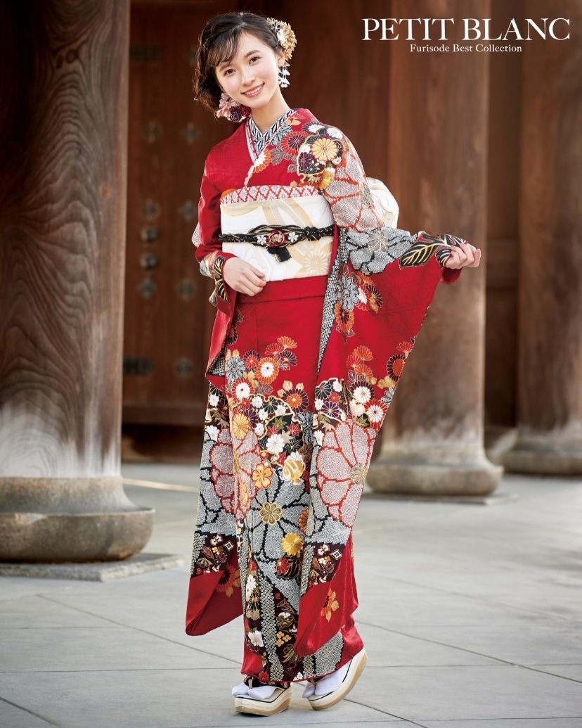 赤古典振袖23031 金駒刺繍付き｜振袖ネットレンタルはおりえん