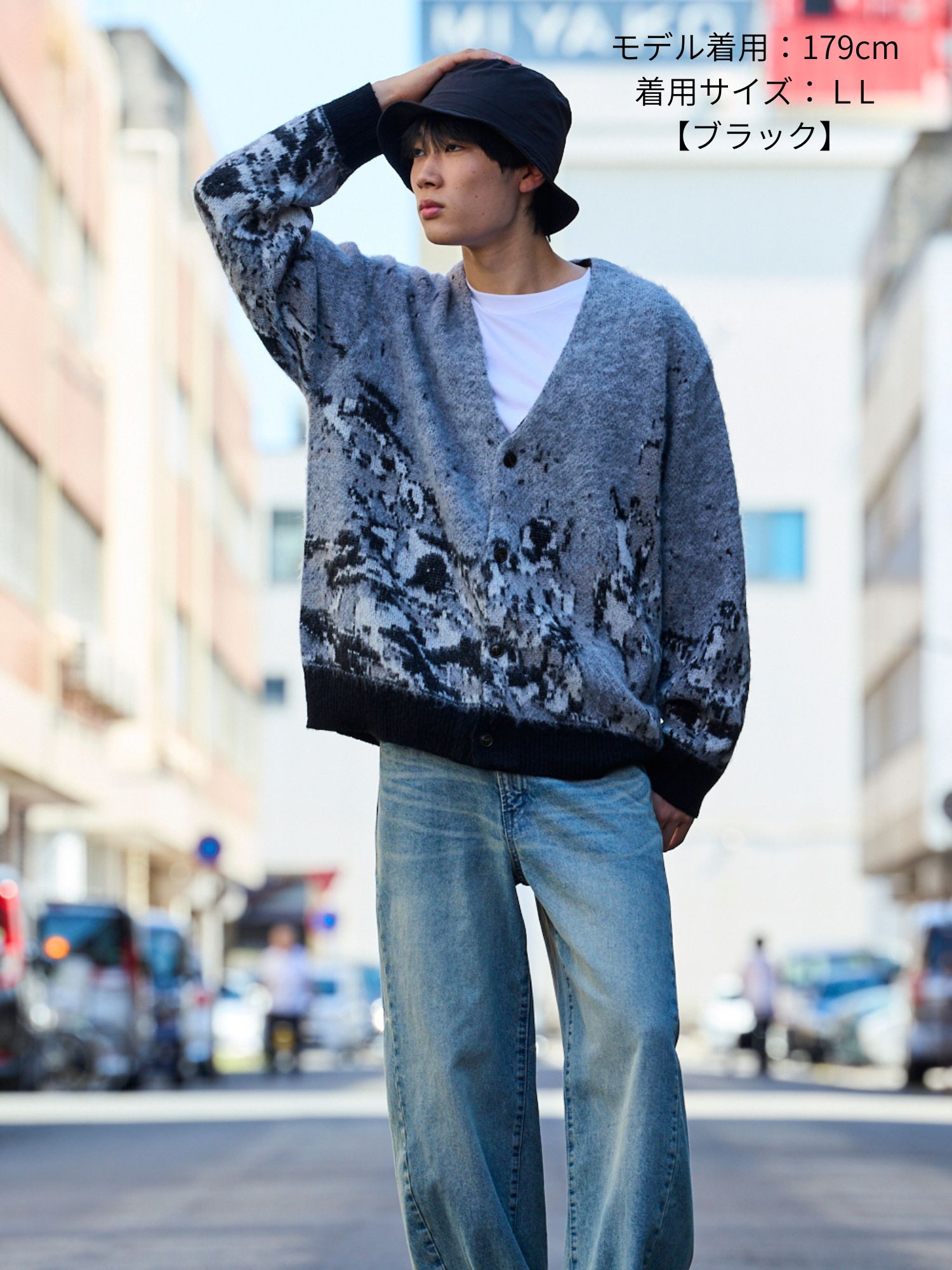 SALE40%OFF／【Holiday Walk】メンズ モヘア混ジャガードニット