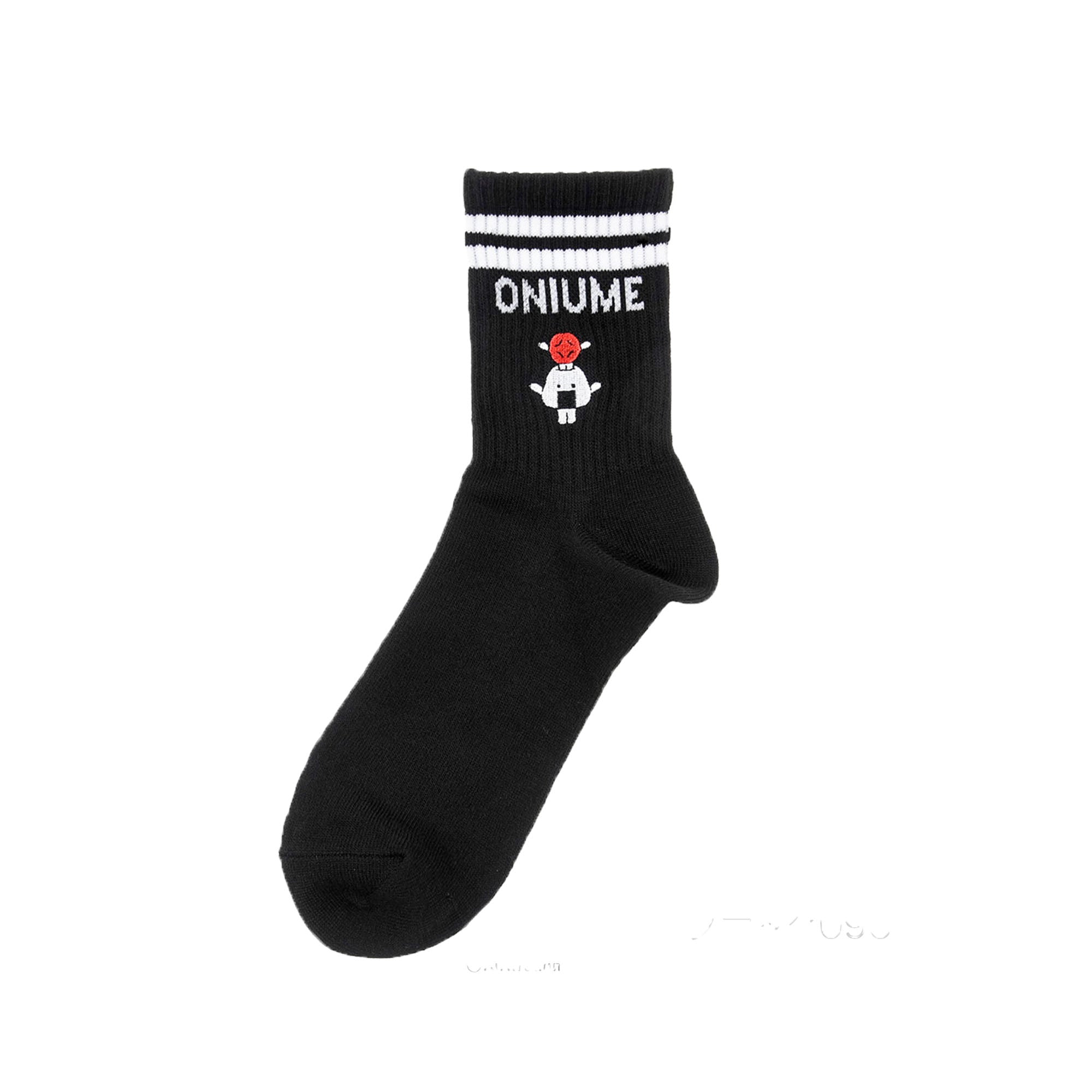 おにうめ 刺繍クルーソックス ブラック – CHOCOLATE CHARACTER LABEL