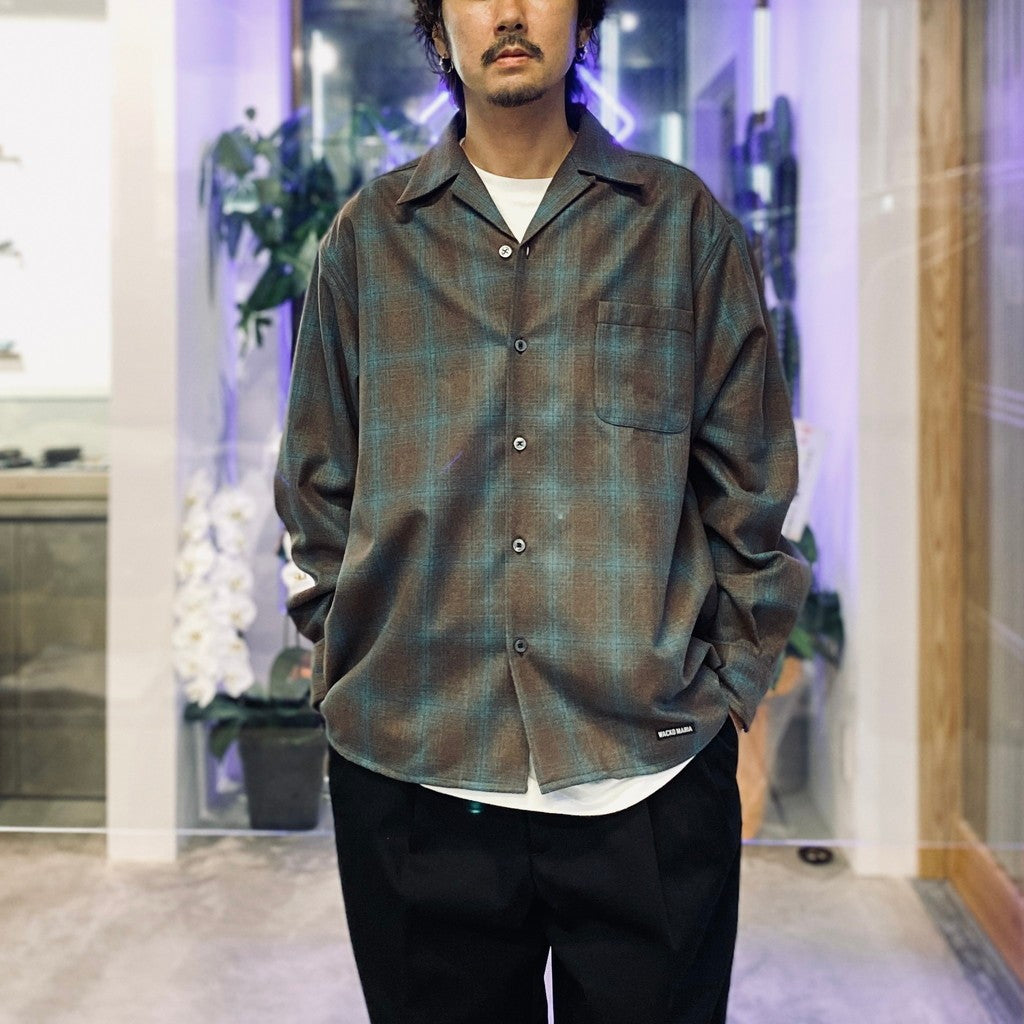 PENDLETON | WOOL OMBRE CHECK OPEN COLLAR SHIRT L/S ( TYPE-3