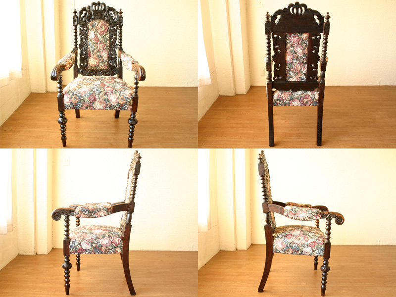 ジャコビアンアームチェア｜アンティーク家具・照明の専門店｜デニム