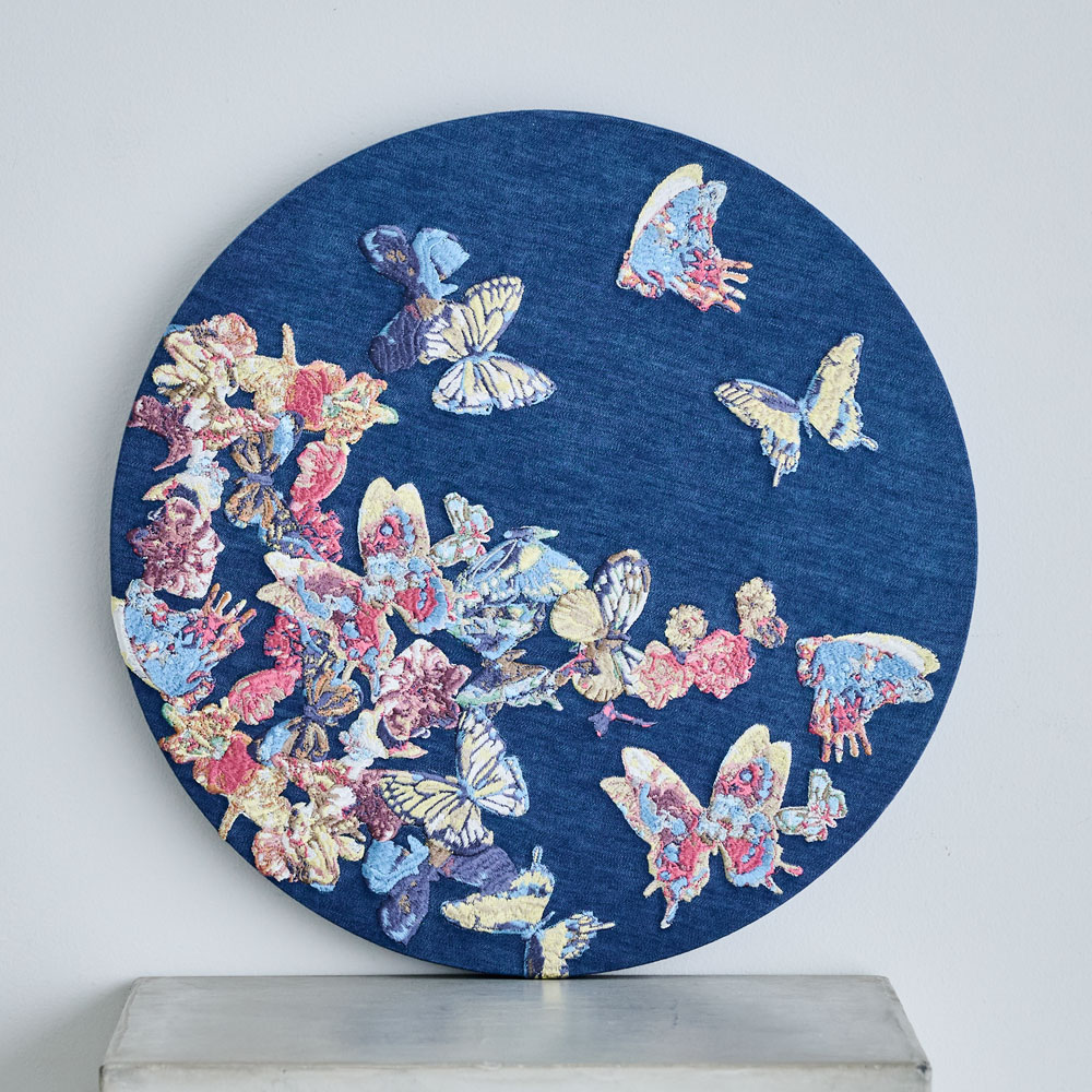 Circulation Vol.4 middle size」／刺繍アート(デニムブルー