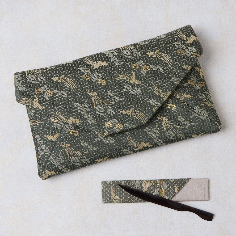 緞子の数寄屋袋3点セット(鳳凰): インテリア・ライフスタイル