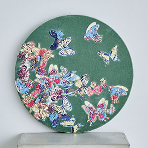 Circulation Vol.4 middle size」／刺繍アート(デニムブルー