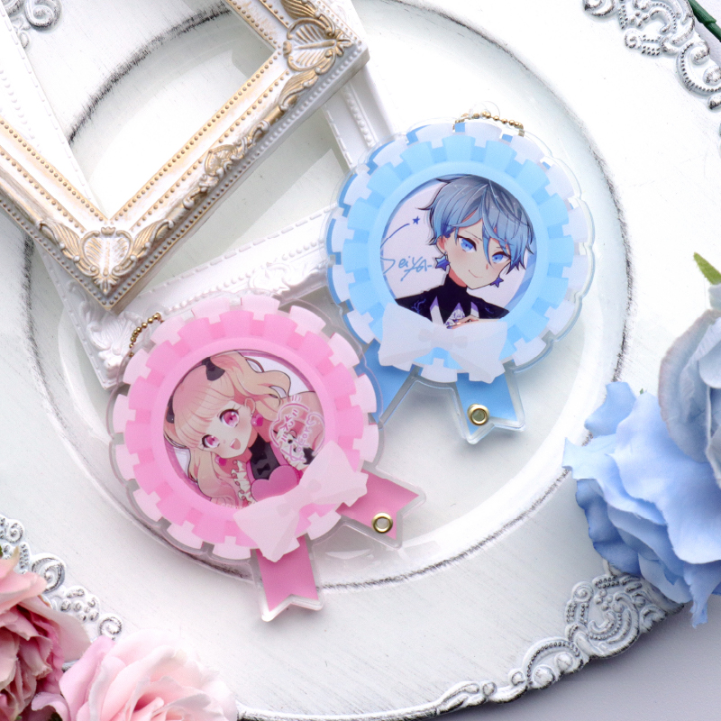 缶バッジアクリルフレーム ウェディングロゼット イエロー| FUKUYA