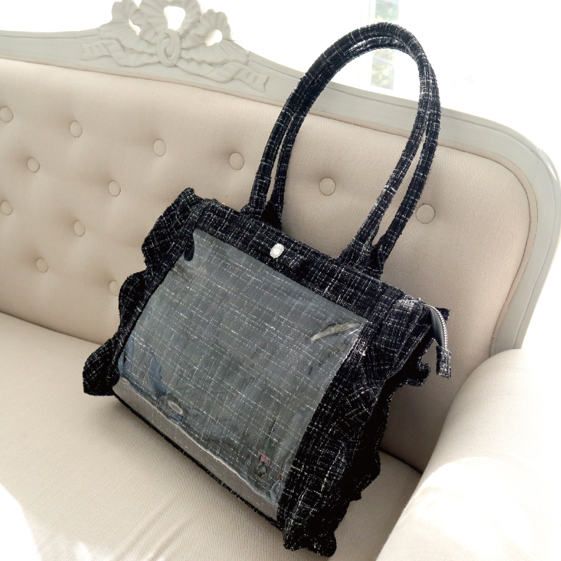 パレットリリーツイードバッグ ビジューリボン ブラック| FUKUYA