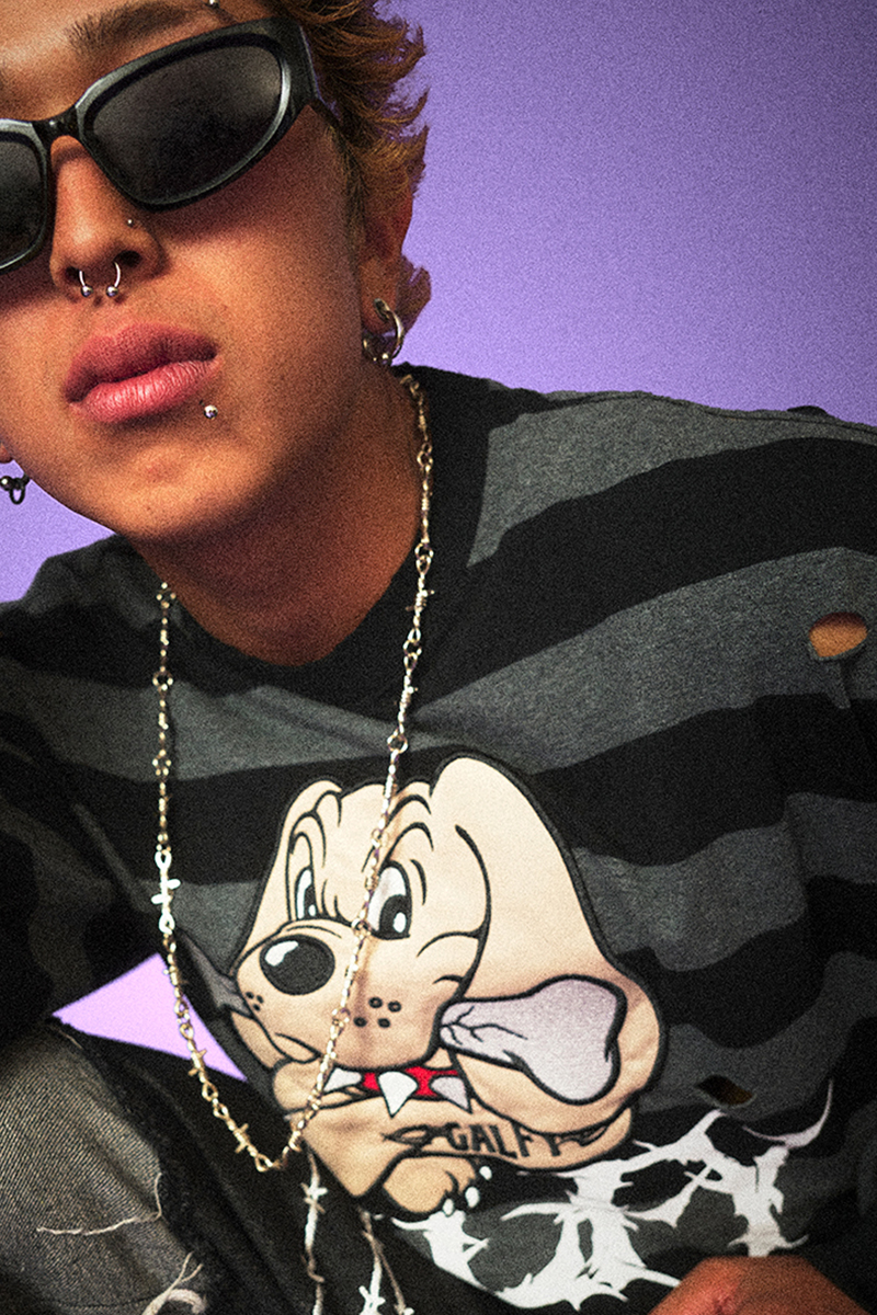 GALFY (ガルフィー) ビリビリボーダー ロンTee BLACK/GRAY / ロック