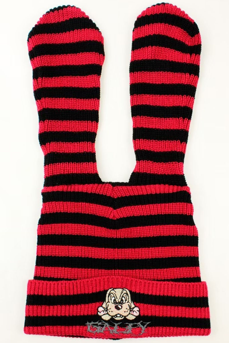 GALFY (ガルフィー) 犬耳ニット帽 RED/BLACK / ロックファッション