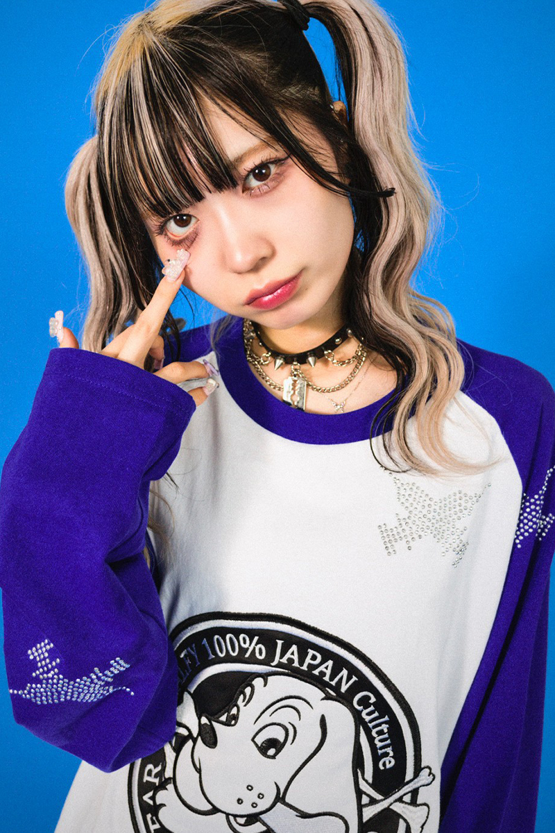 GALFY (ガルフィー) ピカピカ注射器ラグランロン Tee BLUE / ロック