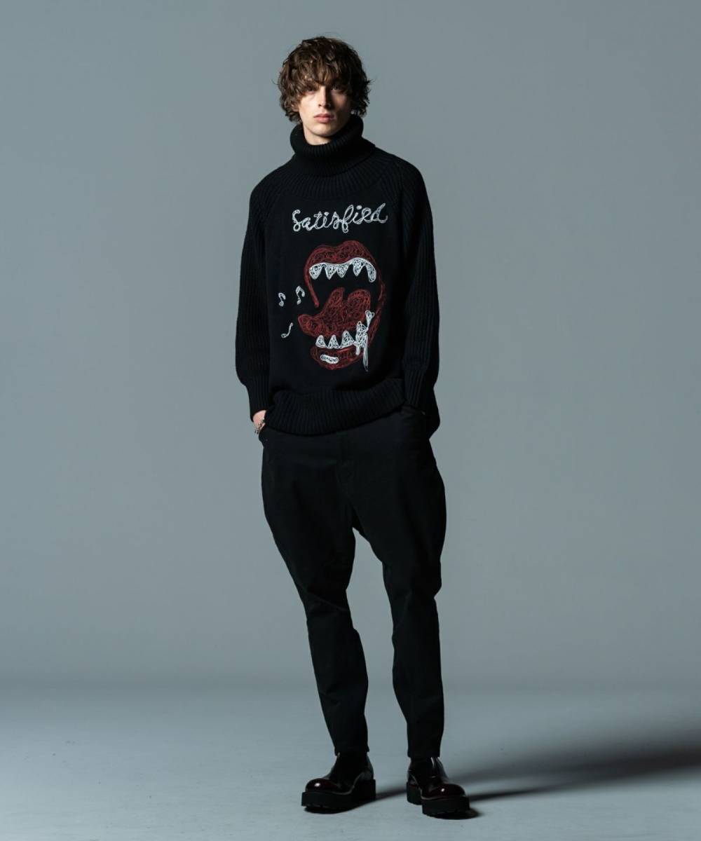 glamb (グラム) Lips and Song Turtle Knit - Black / ロック