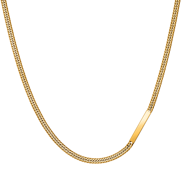 K18イエローゴールド プレートチェーンネックレス （6面カットダブル