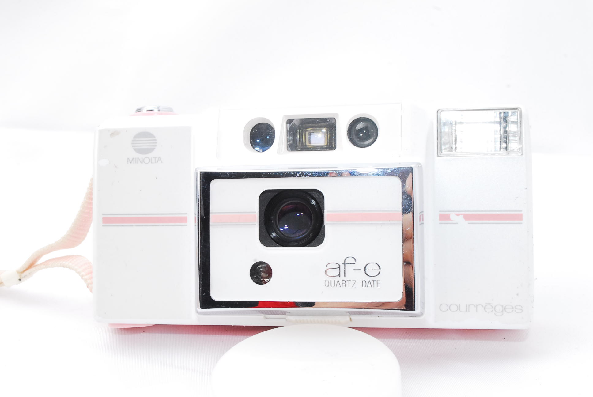 Minolta AF-E 35mm Courreges PINK Point & Shoot Film Camera #7546