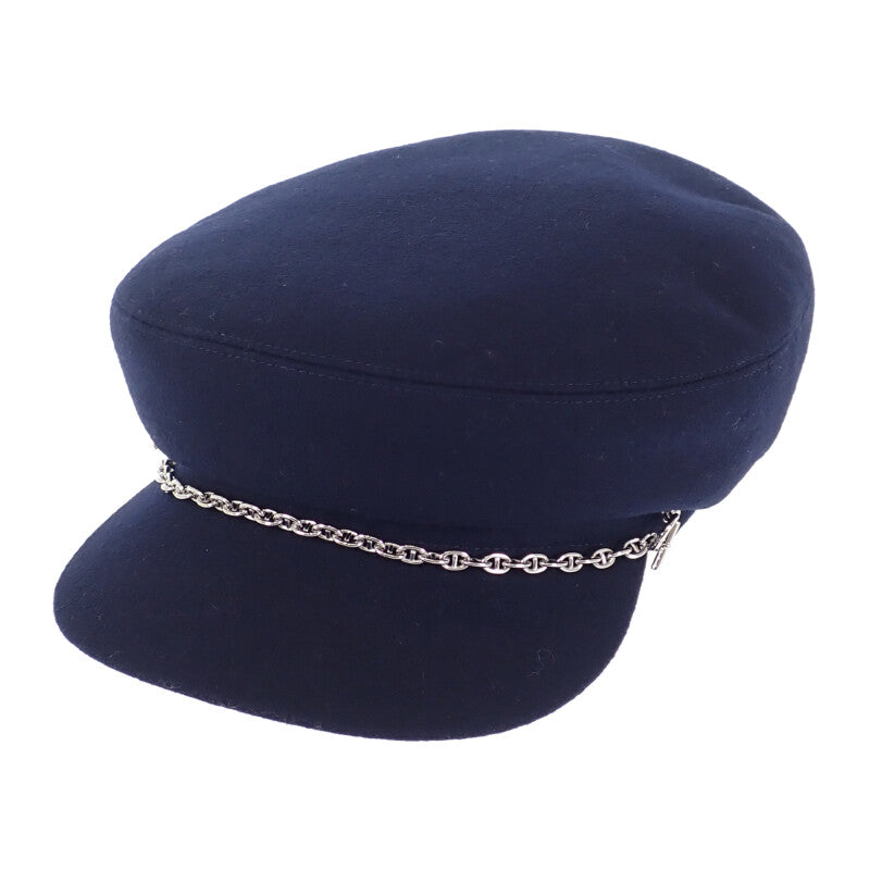 エルメス HERMES シェーヌダンクル 帽子 58 キャスケット カシミヤ