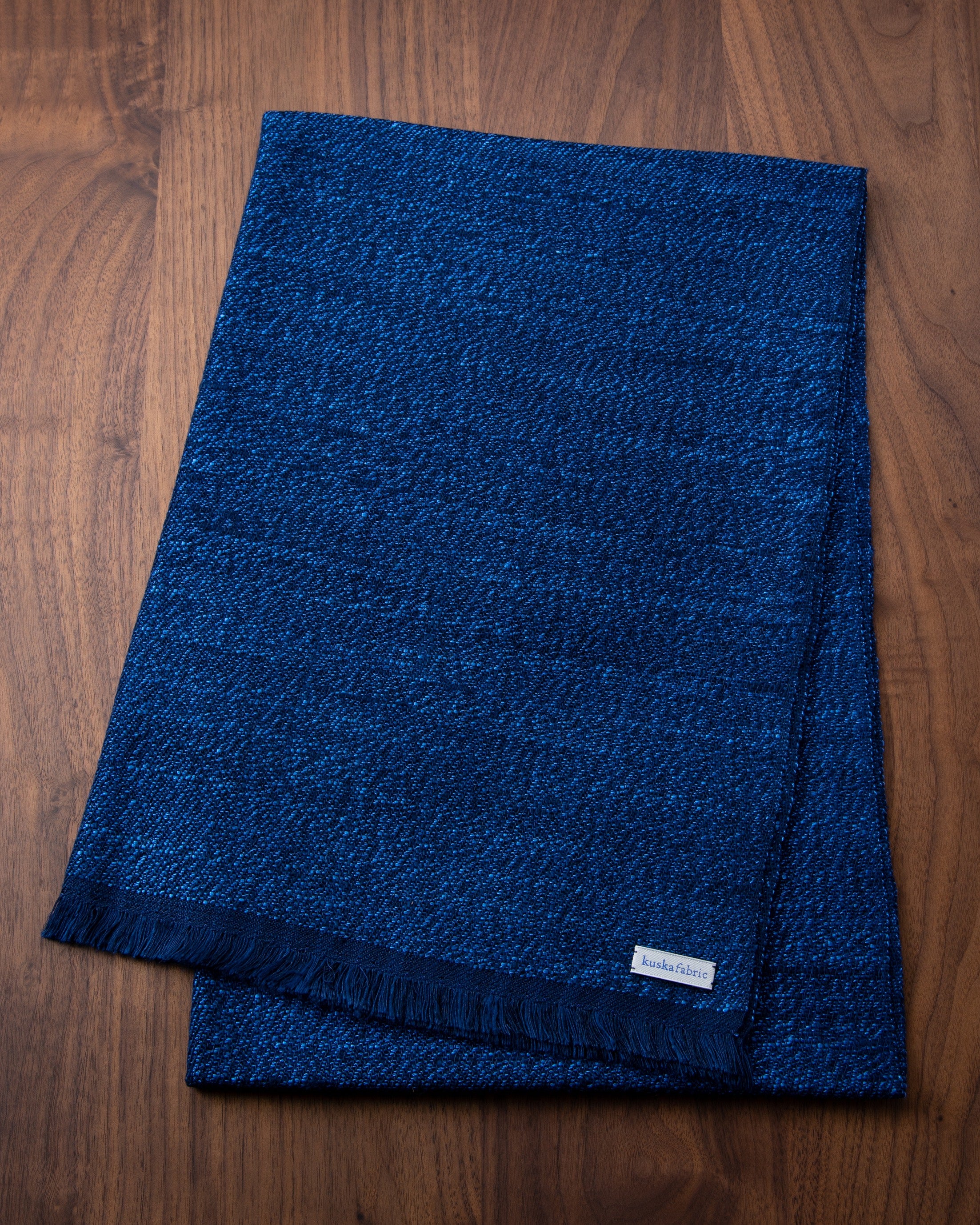 手紡ぎ真綿シルクマフラー ミックス ネイビー×丹後ブルー