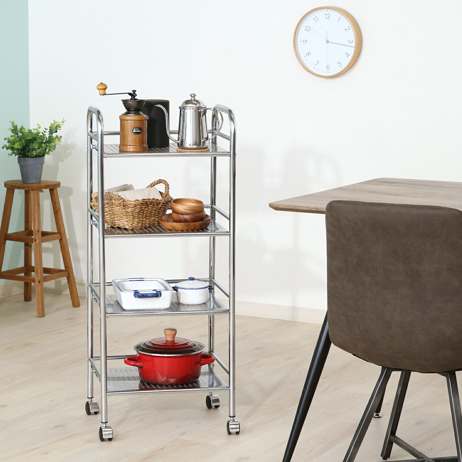 楽天市場】キッチンワゴン キャスター付き 3段 スチールラック メタル