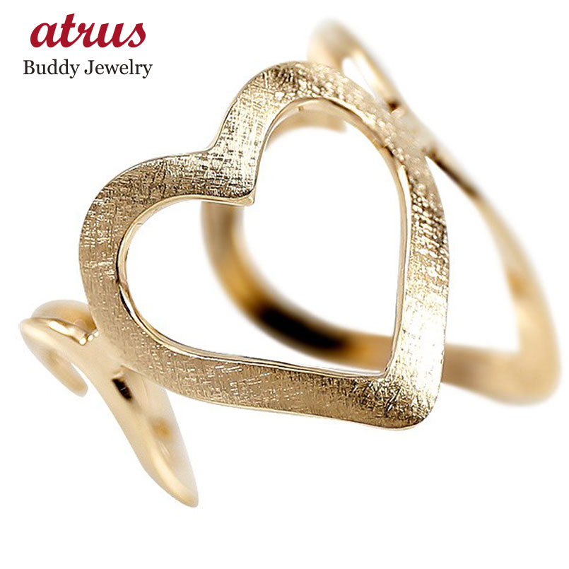 楽天市場】18金 リング フリーサイズ地金 オープンハート イエロー