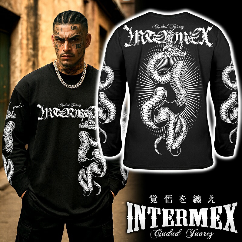 楽天市場】長袖 Tシャツ ロンT 服 銃コブラ柄 INTERMEX インター