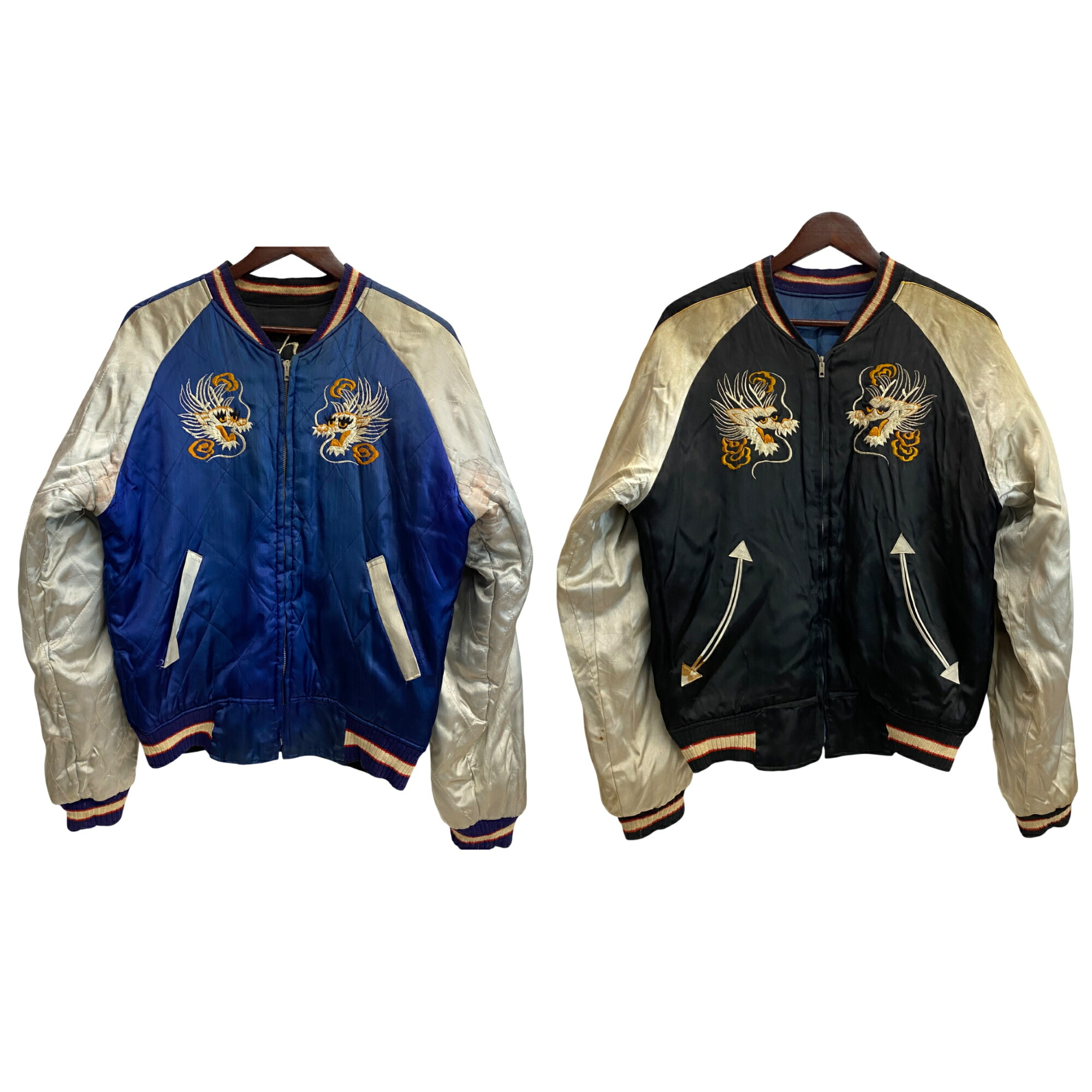 楽天市場】50's ビンテージ ☆ JAPAN 龍 鷹 刺繍 別珍 × サテン 中綿