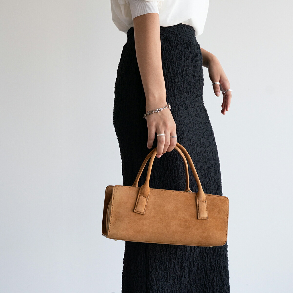 yuki(ドキ子さん)ROOMコラボ】 本革 ボストン 横長バッグ バゲット