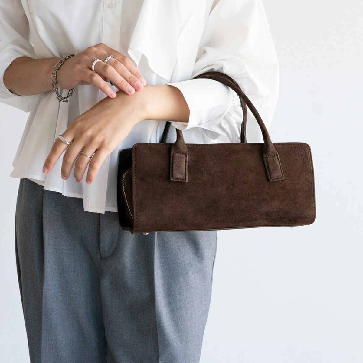 yuki(ドキ子さん)ROOMコラボ】 本革 ボストン 横長バッグ バゲット