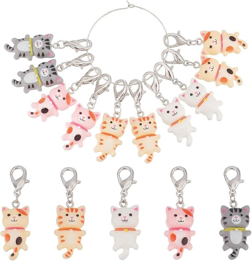 楽天市場】かわいい ネコ 猫 キーホルダー チャーム パーツ 10個 樹脂
