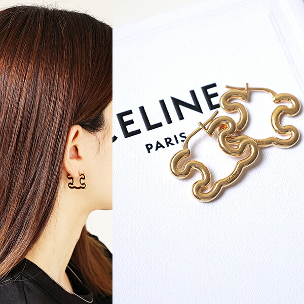 楽天市場】CELINE セリーヌ Triomphe Gourmette Studs Earrings ピアス
