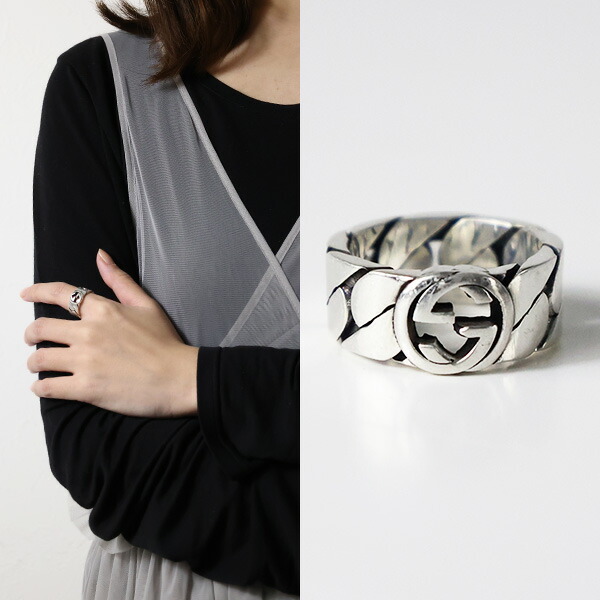 楽天市場】グッチ GUCCI 指輪 シルバー925 ロゴWチェーン 指輪リング