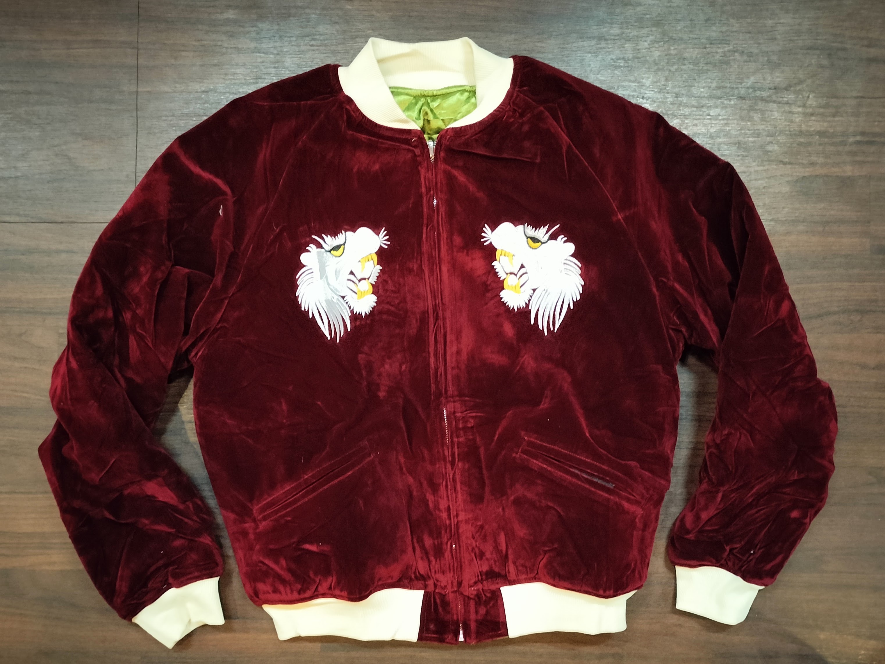 楽天市場】＃417 別珍 スカジャン ”白虎” 黒x生成り : ラピーヌ