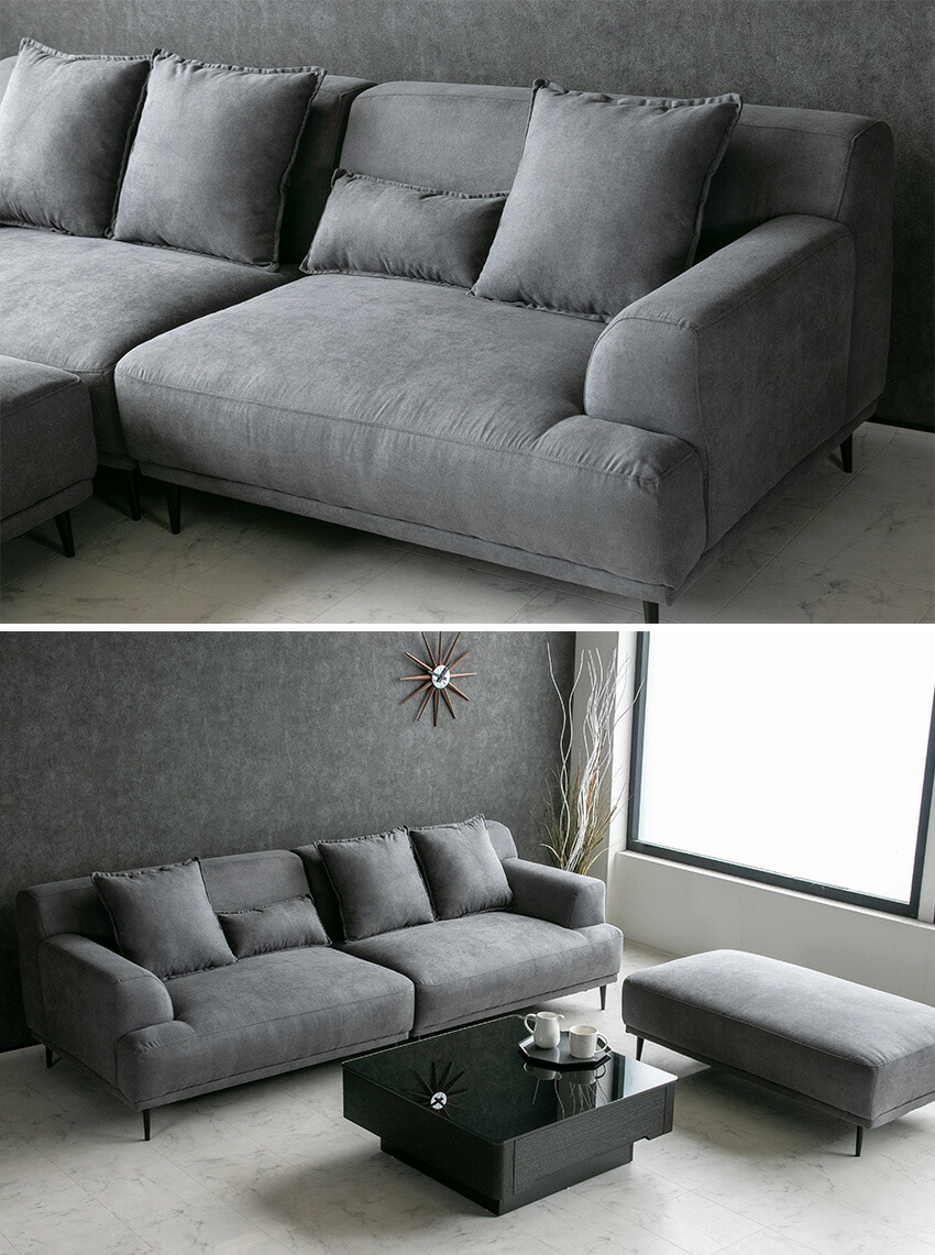 送料無料】 カウチソファ l字 ファブリック ソファ ローバック カウチ