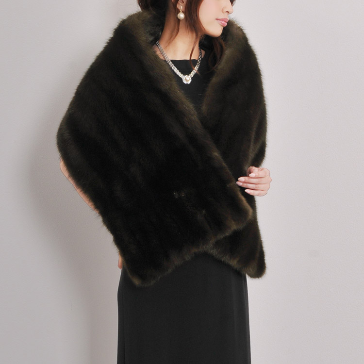楽天市場】【期間限定価格】ブラック ミンク 編み込み ストール 毛皮