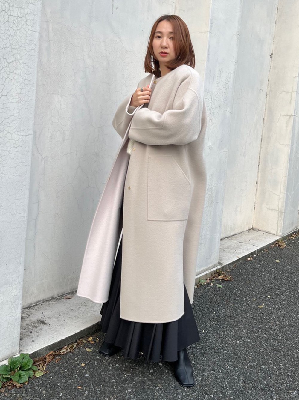 SALE／40%OFF】FRAY I.D ウールカシミアバイカラーリバーコート フレイ