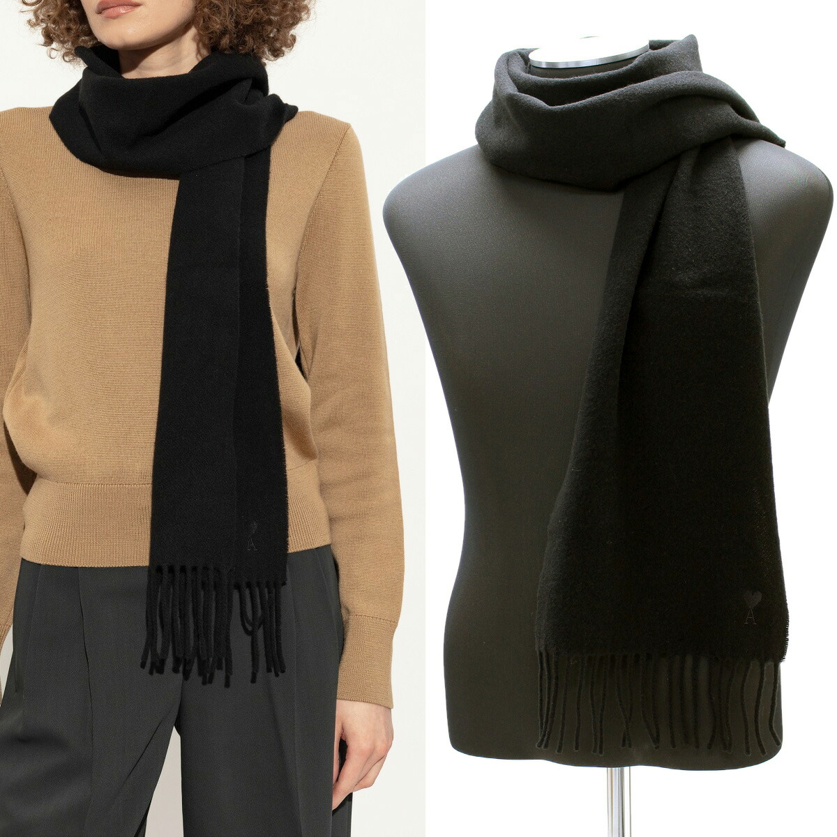 楽天市場】アミ パリス マフラー フリンジ スカーフ クラシック