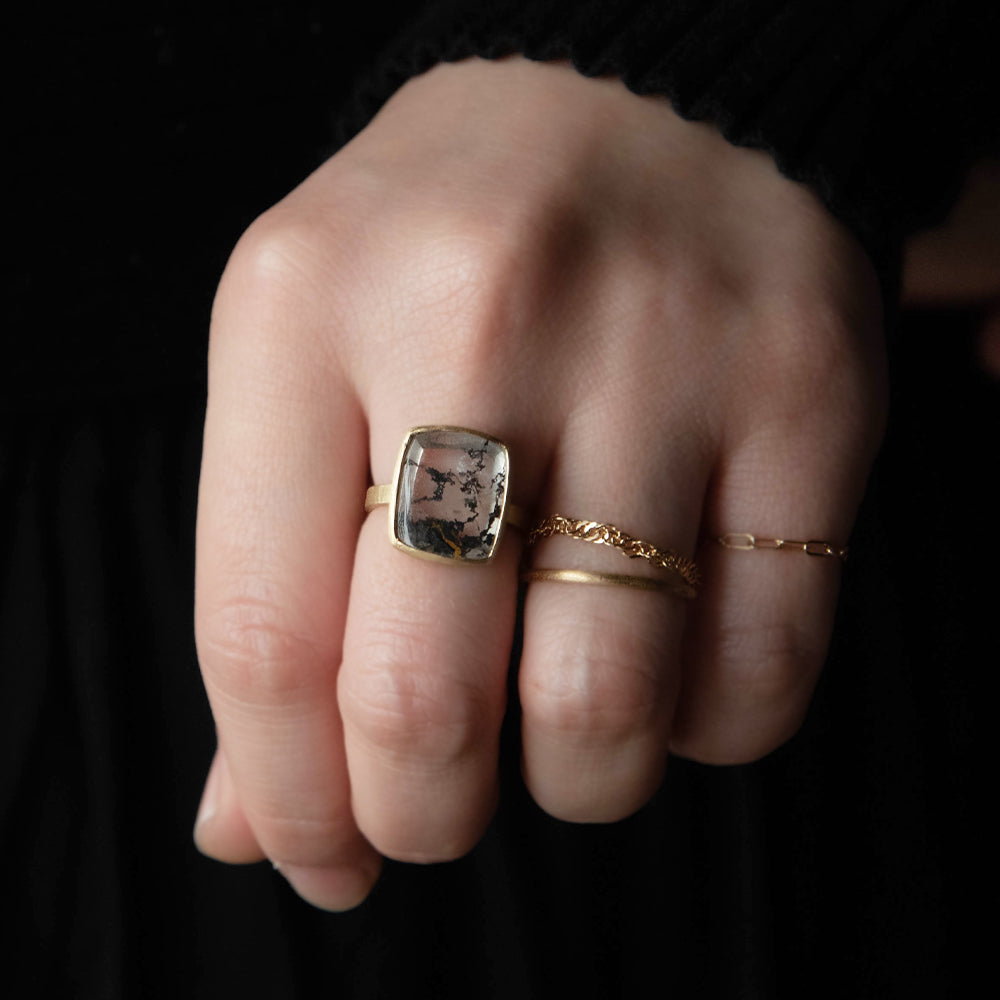 1点もの 】指輪 リング K18 天然石 デンドリティッククォーツ