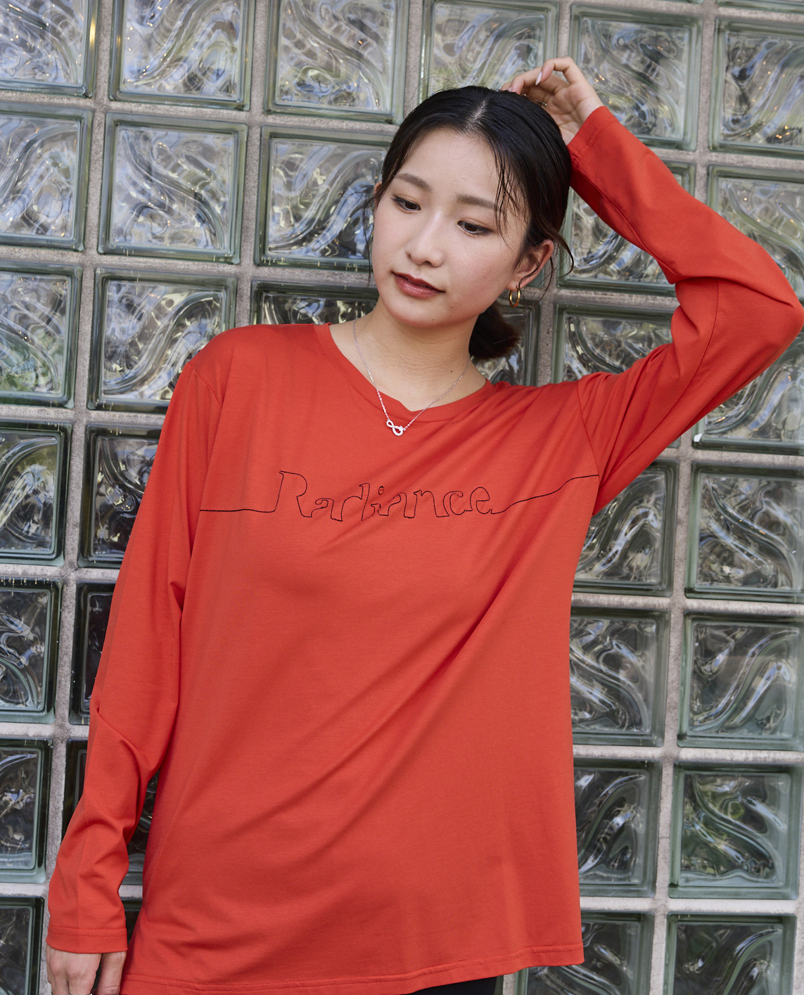 ステッチロゴロング丈長袖Tシャツ - YEVS
