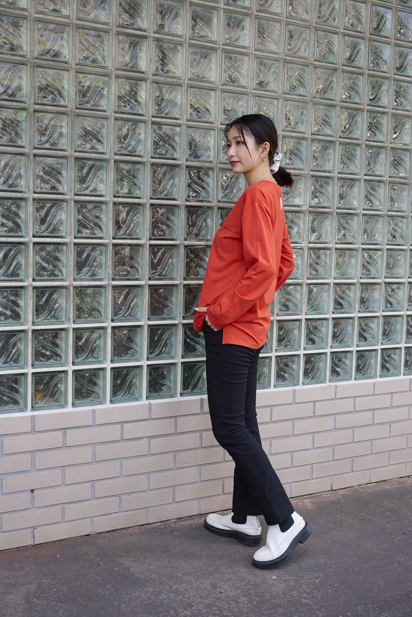 ステッチロゴロング丈長袖Tシャツ - YEVS