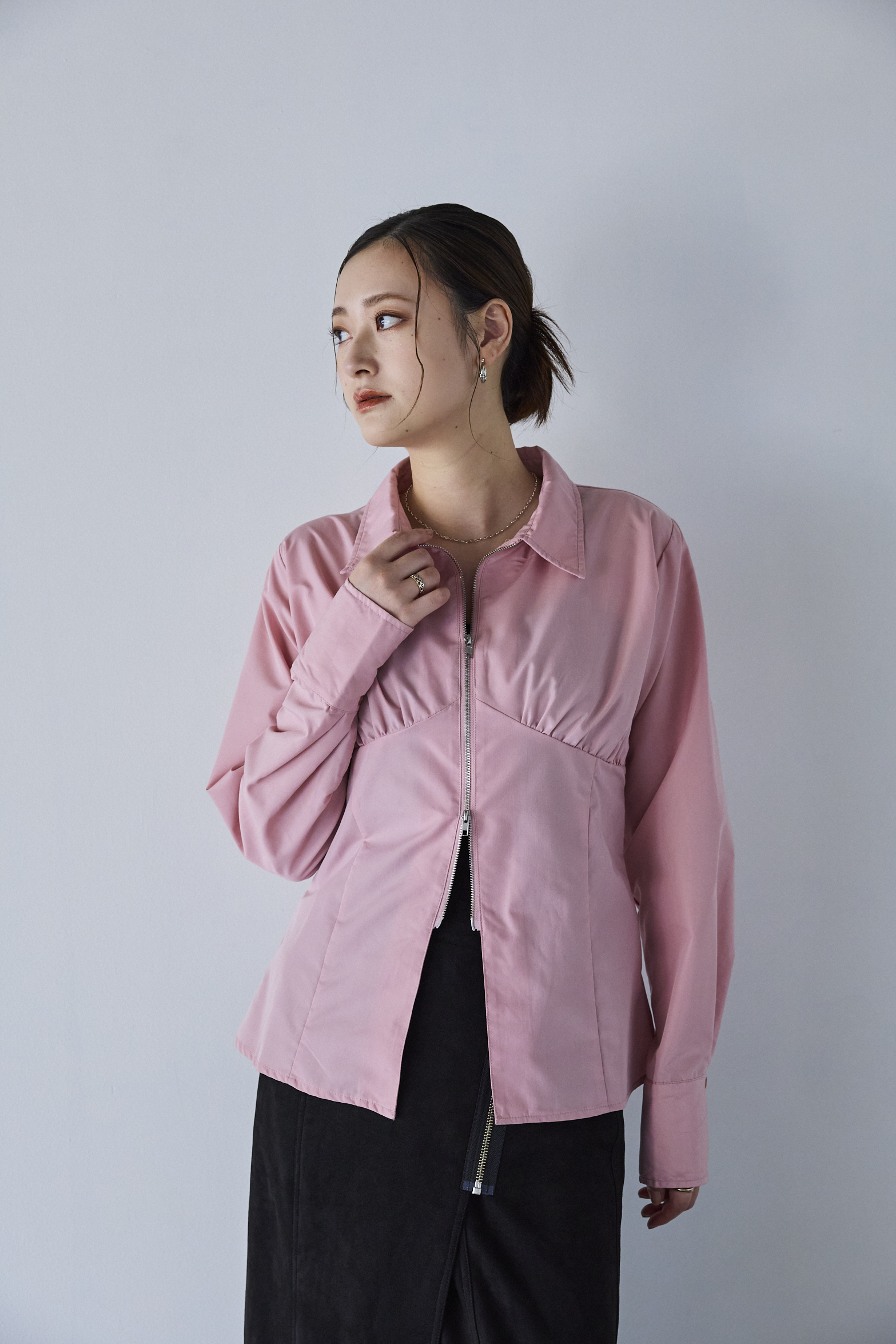 ブロードZIP長袖シャツ - YEVS